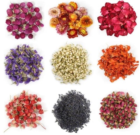 9 عبوات من الورد المجفف متعدد الألوان