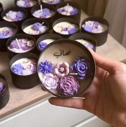 شمعة الأزهار المعطرة الحجم الكبير مع بوكس وكيس