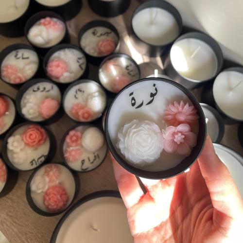 شمعة الأزهار المعطرة الحجم الصغير بطباعة على الشمع...
