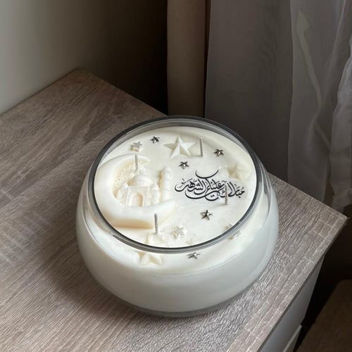 شمعة رمضان معطرة بزجاج فاخر.. مع بوكس رمضاني