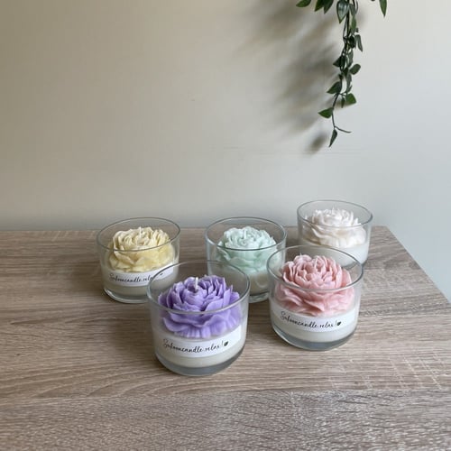 شمعة الورد الزجاجية حجم كبير