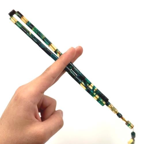 Green Fatoran prayer bead with pen story Turkish size 33