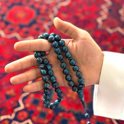 مسباح فاتوران كحلي معرق تمليكة عدد الخرز 45