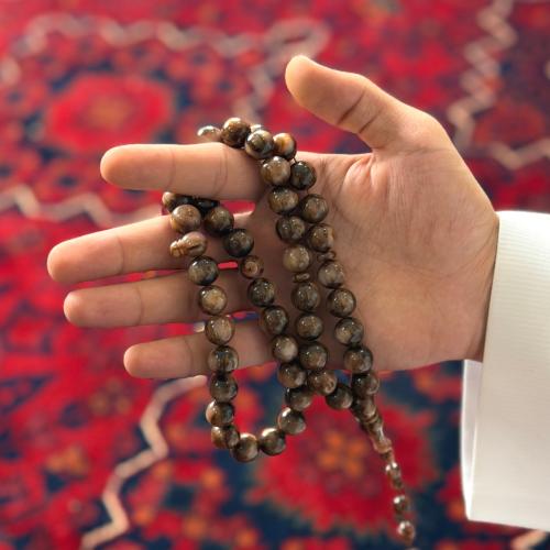 مسباح فاتوران بني معرق تمليكة عدد الخرز 45