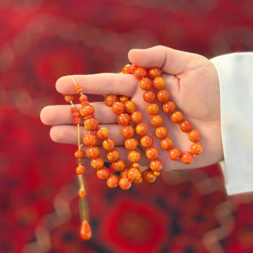 Dark orange Fatoran rosary, Junaid, quantity 51