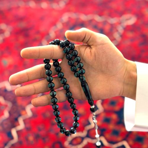 مسباح بكلايت مخلط بحري واسود تمليكة عدد الخرز 45