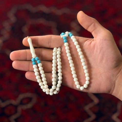 Camel bone prayer beads - with turquoise 8 mm - qu...