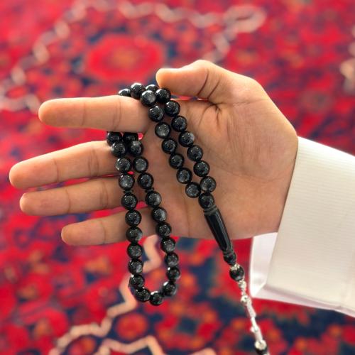 مسباح بكلايت اسود مصدف تمليكة عدد الخرز 45