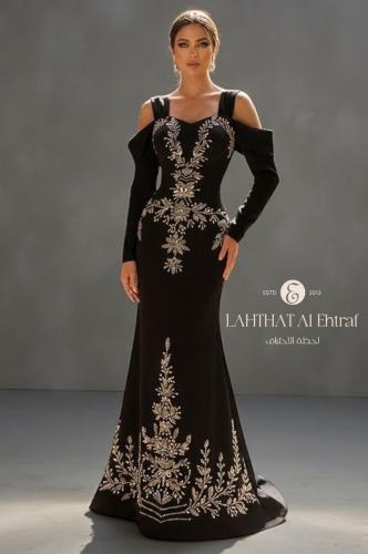 فستان ملكي اسود مطرز