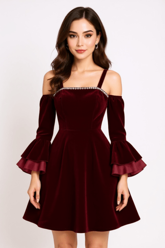 فستان مخمل قصير