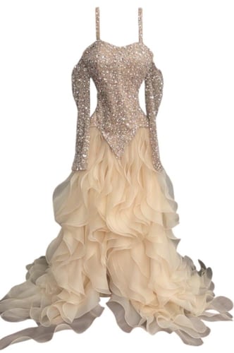 فستان سهره الصدر مشغول قصة طبقات