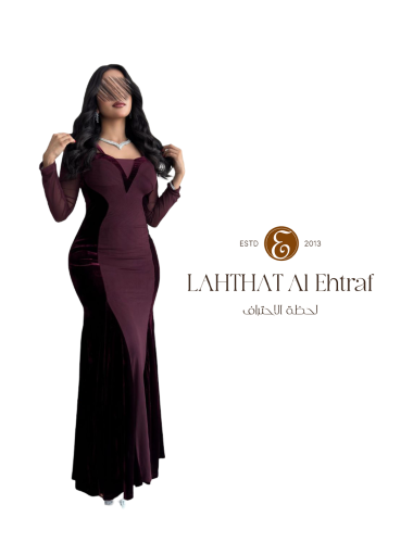 فستان ناعم عنابي قطيفة