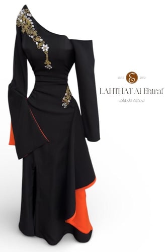 فستان سهره اسود مبطن باورانج مشغول بخرز