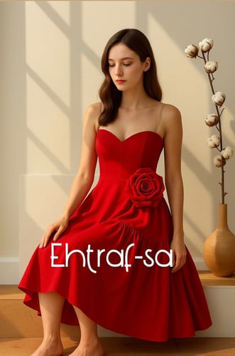 فستان احمر سهرة ناعم