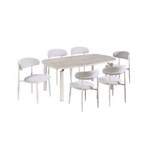 طقم طاولة طعام رخامي 6 كراسي- تصميم عصري بأحجام مت...