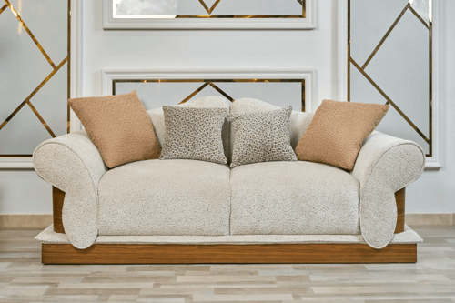 كنب صالة مودرن بيج و رمادي تصميم عصري وراحة مثالية