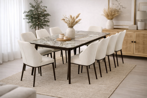 طقم طاولة رخام فاخر مع كراسي قماش – أناقة تجمع الع...