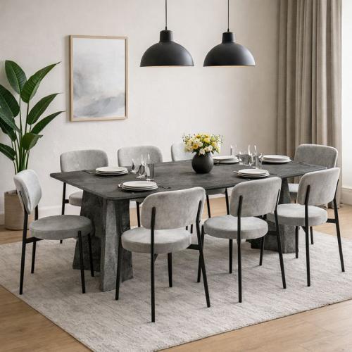 طاولة طعام خشب مع 8 كراسي – 180×90×75 سم – رمادي –...