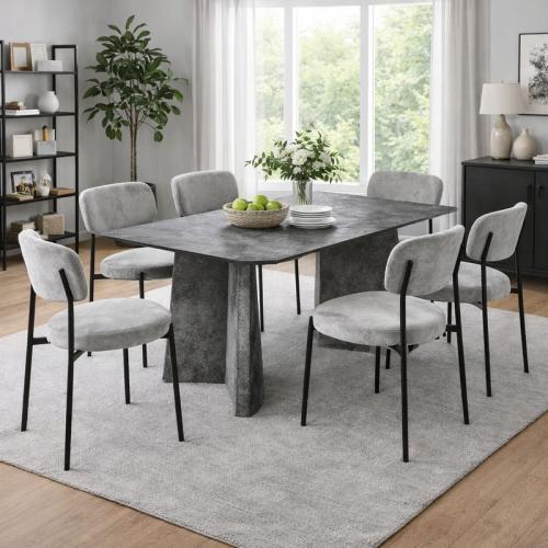 طاولة طعام خشب مع 6 كراسي – 150×90×75 سم –رمادي –...