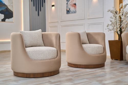 كنب مودرن فخم 4 قطع بيج فاتح