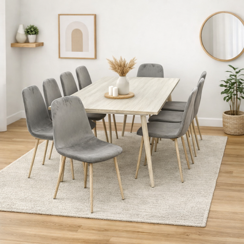 طاولة طعام 8 كرسي لون رمادي - تصميم مودرن يضيف فخا...