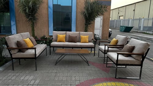 طقم جلسة خارجية مودرن 7 أشخاص - رمادي - 5 قطع