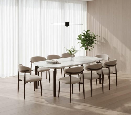 طقم طاولة طعام رخامي 8 كراسي - تصميم عصري بأحجام م...