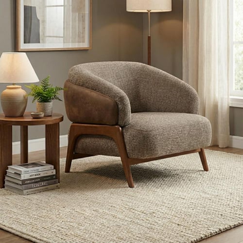 طقم غرفة معيشة خشب زان طبيعي بدرجات بني وبيج – 4 ح...