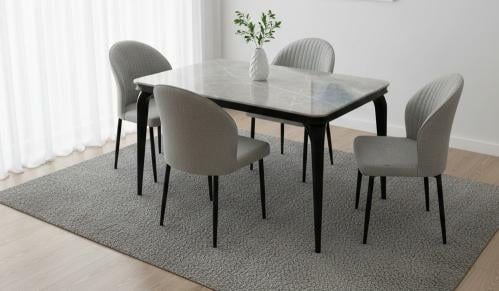 طاولة طعام 4 كراسي رخام متعدد الألوان - تصميم أنيق...