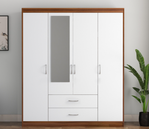 دولاب ملابس مودرن 4 أبواب بمرآة وأدراج بتصميم أنيق...