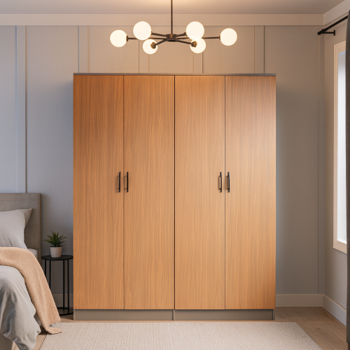 خزانة تخزين ملابس خشب بني x رمادي – 160x54x200 سم