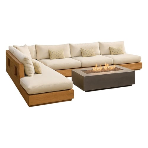 طقم جلسة خارجية خشب سويدي – بيج