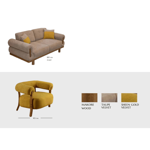 طقم كنب مودرن خشب زان طبيعي بيج رمادي × أصفر ذهبي...