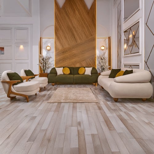 طقم كنب قماش مودرن وارجل خشبية - موديل أوسكار - 4...