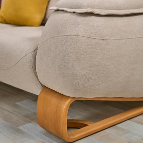 طقم كنب بيج فاتح بتصميم خشبي مشجر – 4 قطع