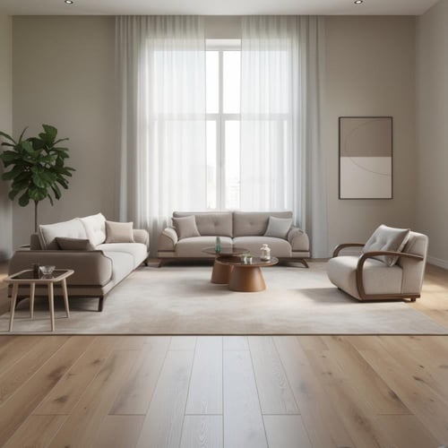 طقم غرفة معيشة خشب زان طبيعي لون بيج - 4 حبه