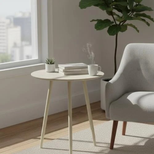 طاولة طعام مفردة خشب باللون البيج الفاتح تصميم عصر...