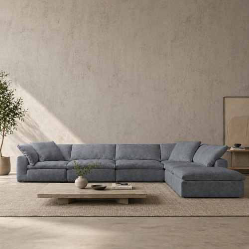 كنبة مخمل متعدد الألوان زاوية فاخرة - تصميم واسع ي...