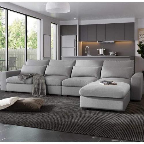 كنبة ركنة لون رمادي كبيرة - مقاس 340x170x80x85 سم...