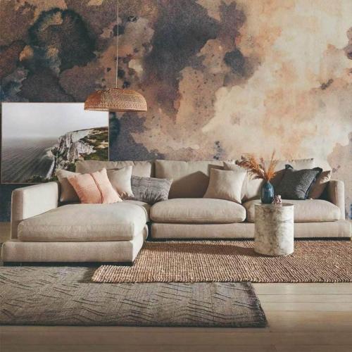 كنبة كتان لون بيج واسعة - راحة استثنائية لكل أفراد...