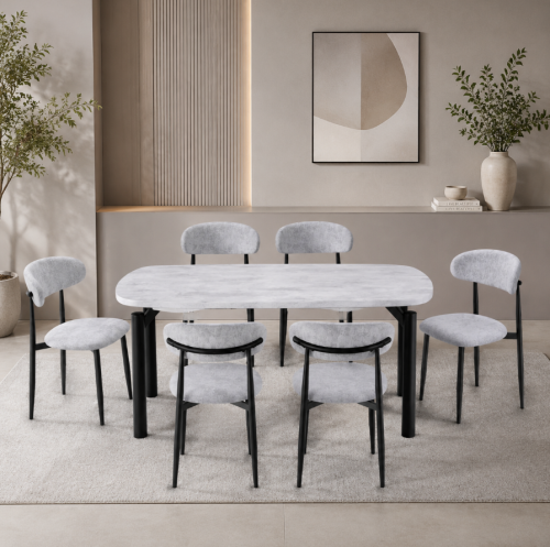 طاولة طعام مودرن مع 6 كراسي 180×100 سم