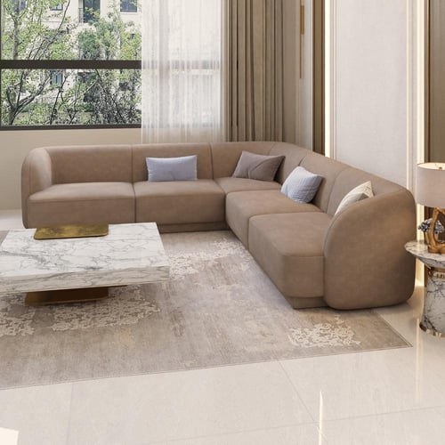 كنبة زاوية مخملية فخمة - 280×140×85 سم