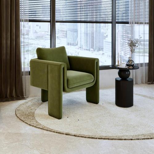 كرسي بذراعين من المخمل الفاخر والخشب السويدي - 80×...