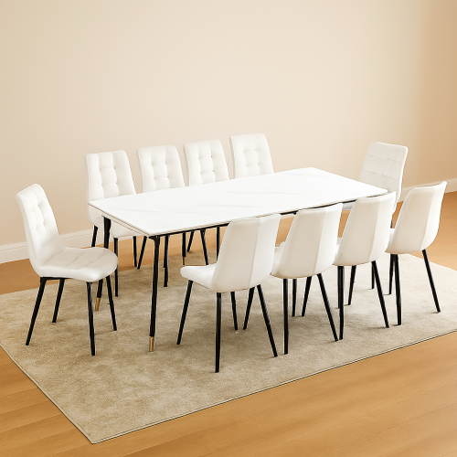 طقم طاولة طعام سيراميك مع 10 كراسي 225×100 سم تصمي...
