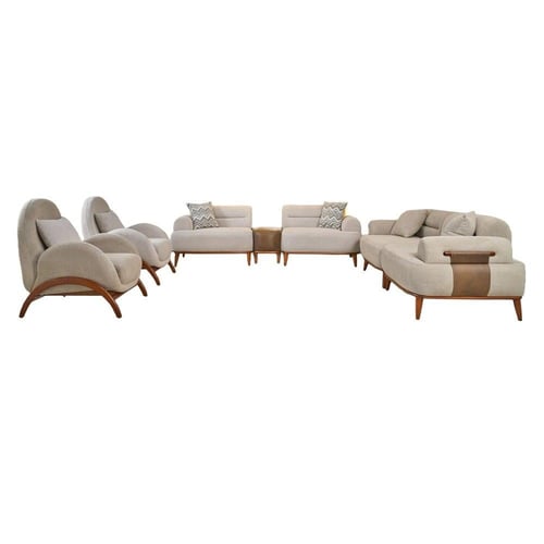 طقم كنب مودرن 5 قطع - بتصميم خشبي أنيق