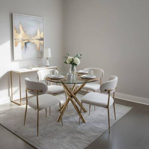 طاولة طعام مودرن زجاج لون ذهبي– تصميم أنيق وعصري