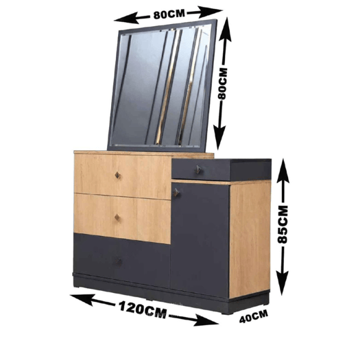 غرفة نوم شبابي بتصميم أنيق لون خشبي x رمادي - 5 قط...