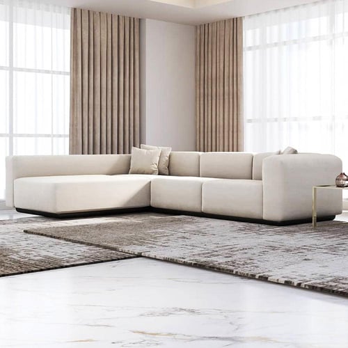 كنبة زاوية من الكتان الفاخر - 300×225×85 سم - أوف...