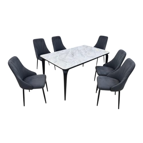 طقم طاولة طعام رخام 6 كراسي– تصميم مودرن فاخر 150×...