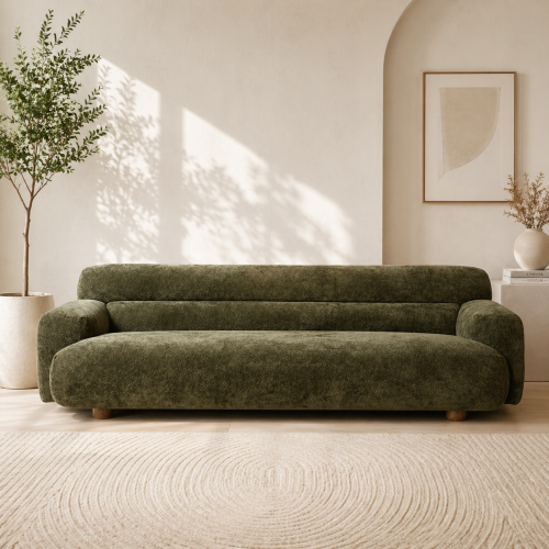 كنبة بوكليه أخضر داكن ثلاثية - 280×85×85 سم